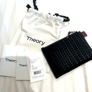 NWT Theory small flat pouch, black laleh haircalf